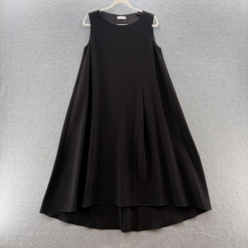 Lattelier Dress Large Black Sleeveless Trapeze Swing Lined Minimalist Lagenlook